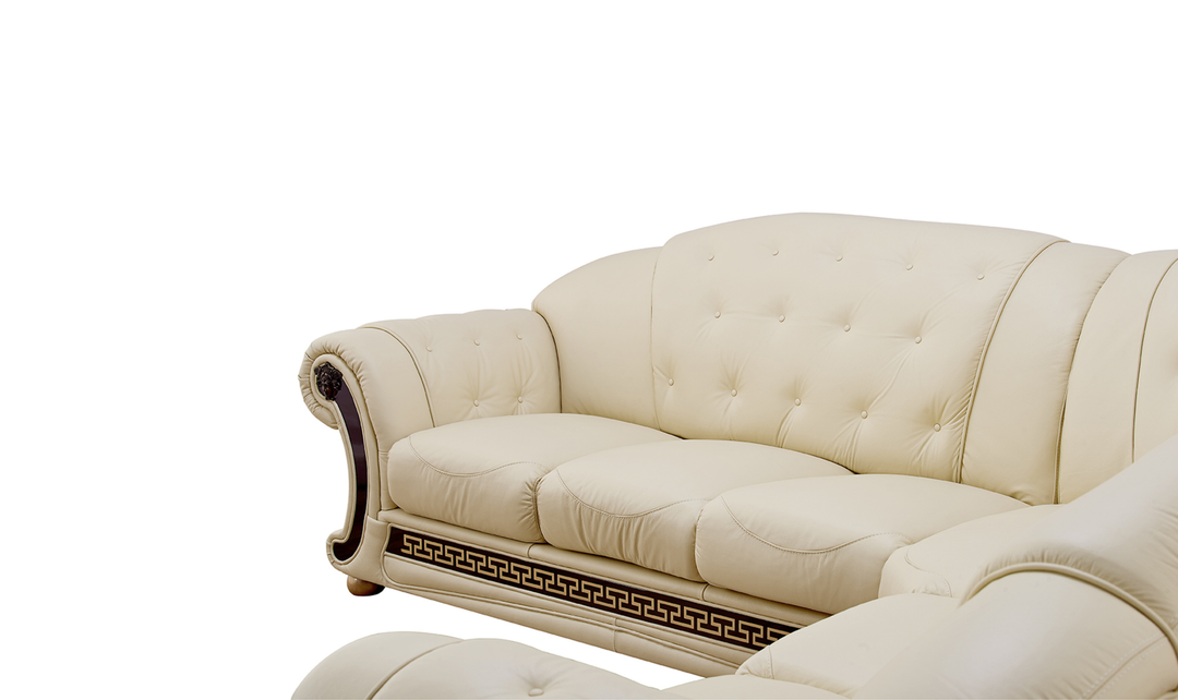 ESF Italia Apolo 6-Seater L-Shaped Leather Sectional Sofa with Rolled Arms