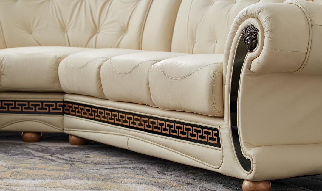 ESF Italia Apolo 6-Seater L-Shaped Leather Sectional Sofa with Rolled Arms - Jennifer furniture