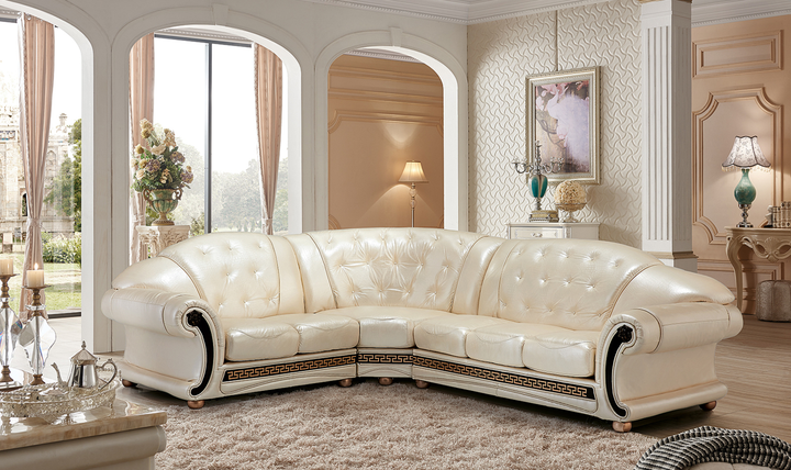 ESF Italia Apolo 6-Seater L-Shaped Leather Sectional Sofa with Rolled Arms - Jennifer furniture