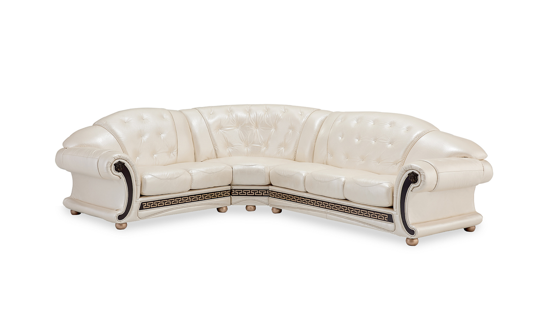 ESF Italia Apolo 6-Seater L-Shaped Leather Sectional Sofa with Rolled Arms