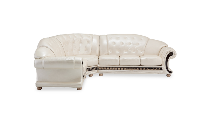 ESF Italia Apolo 6-Seater L-Shaped Leather Sectional Sofa with Rolled Arms