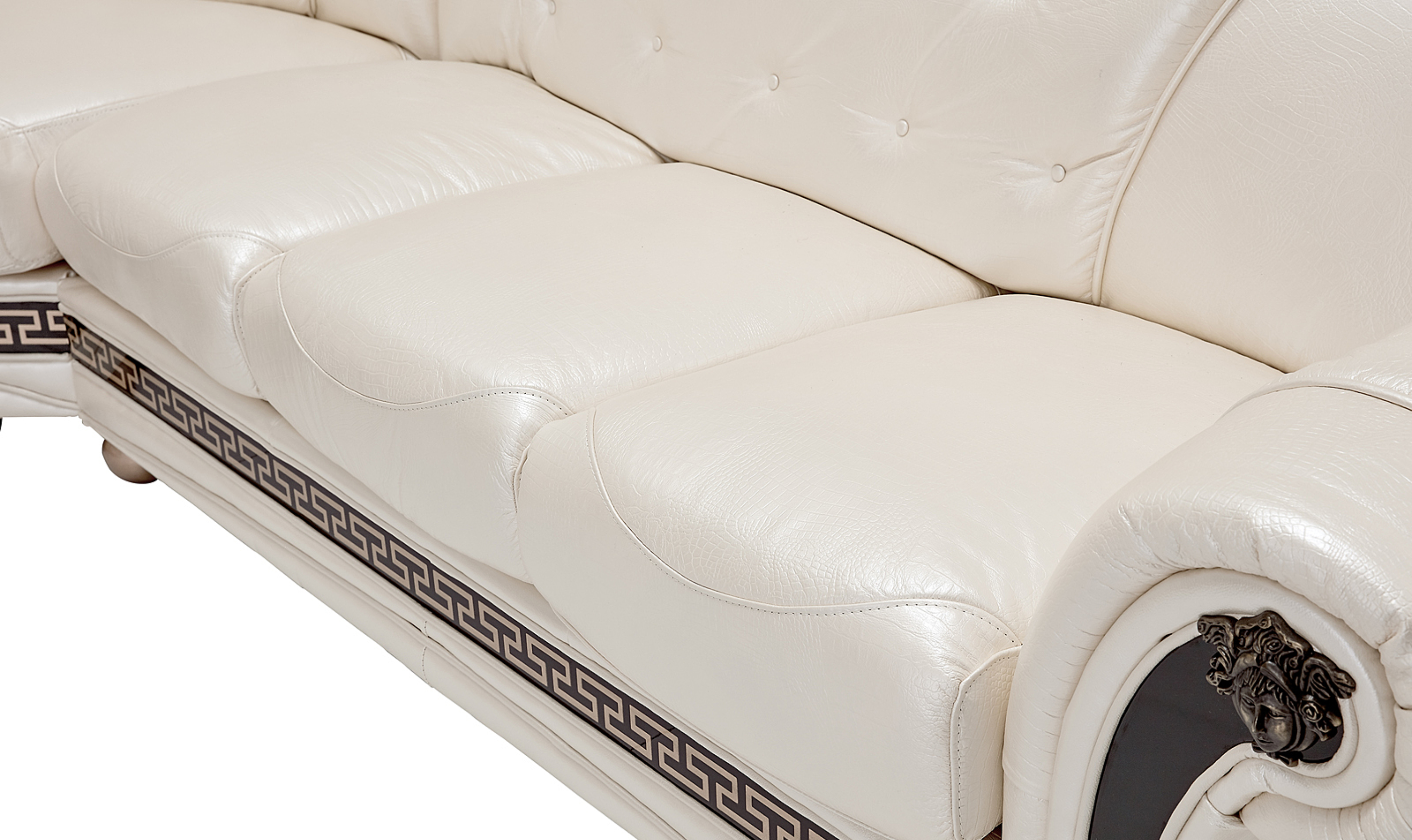 ESF Italia Apolo 6-Seater L-Shaped Leather Sectional Sofa with Rolled Arms