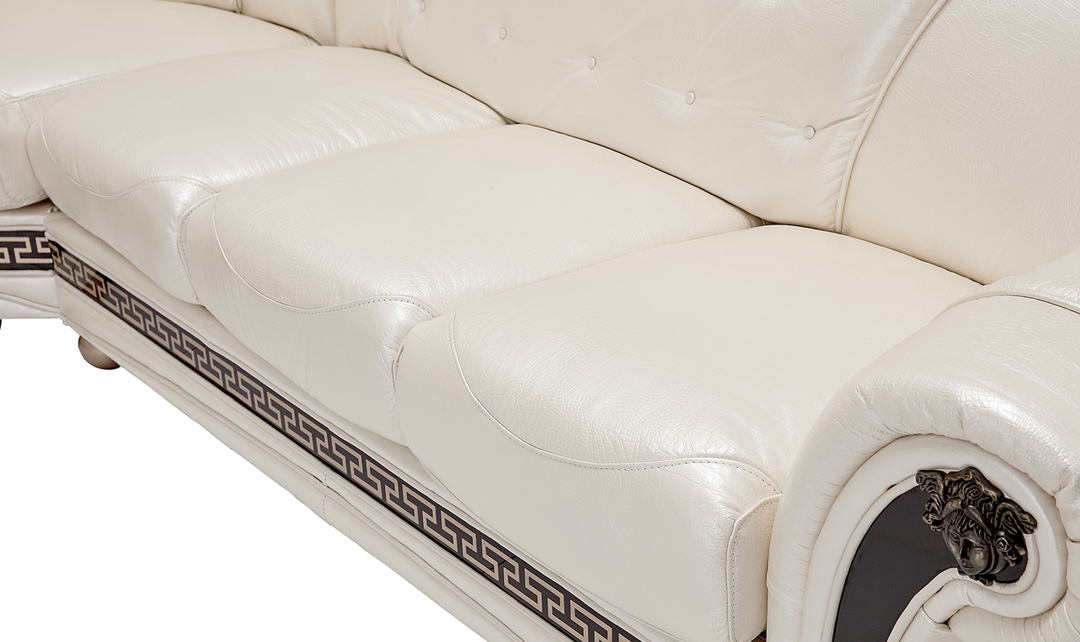 ESF Italia Apolo 6-Seater L-Shaped Leather Sectional Sofa with Rolled Arms