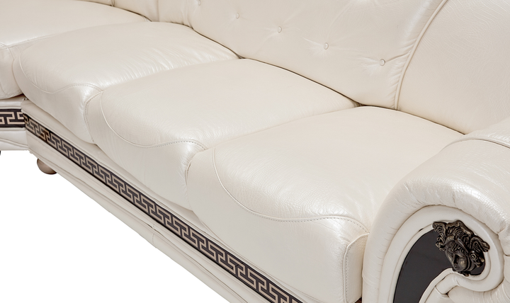 ESF Italia Apolo 6-Seater L-Shaped Leather Sectional Sofa with Rolled Arms