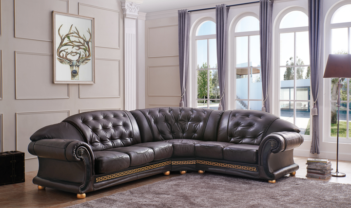 ESF Italia Apolo 6-Seater L-Shaped Leather Sectional Sofa with Rolled Arms - Jennifer furniture
