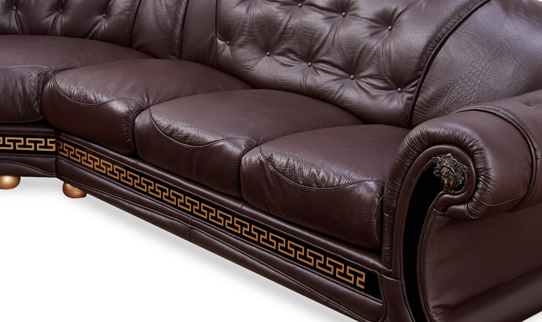 ESF Italia Apolo 6-Seater L-Shaped Leather Sectional Sofa with Rolled Arms - Jennifer furniture