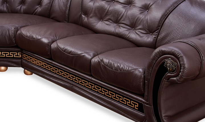ESF Italia Apolo 6-Seater L-Shaped Leather Sectional Sofa with Rolled Arms - Jennifer furniture