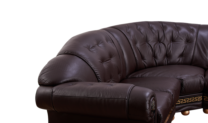 ESF Italia Apolo 6-Seater L-Shaped Leather Sectional Sofa with Rolled Arms