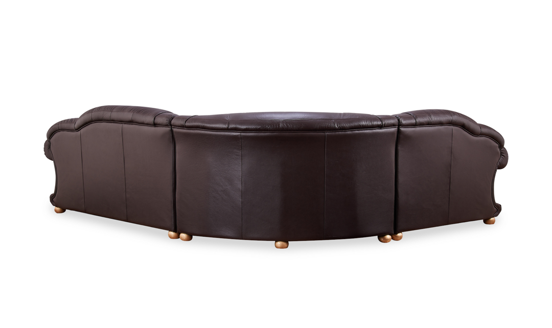 ESF Italia Apolo 6-Seater L-Shaped Leather Sectional Sofa with Rolled Arms