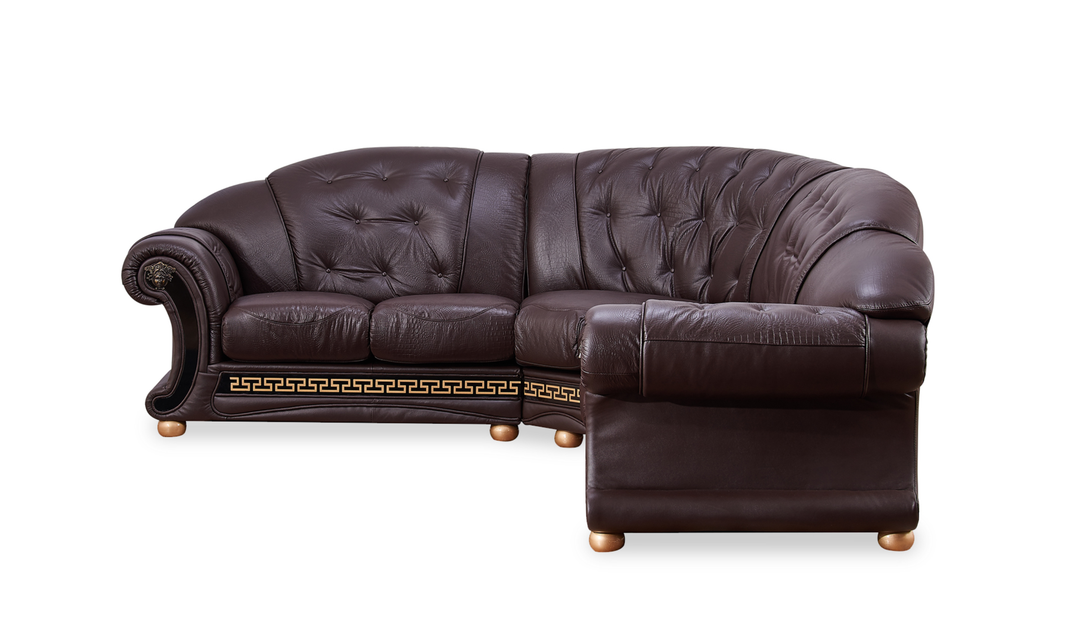 ESF Italia Apolo 6-Seater L-Shaped Leather Sectional Sofa with Rolled Arms