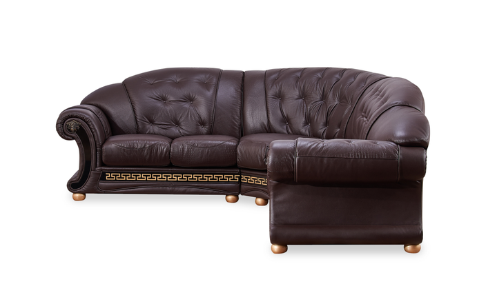 ESF Italia Apolo 6-Seater L-Shaped Leather Sectional Sofa with Rolled Arms