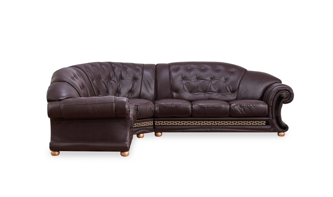 ESF Italia Apolo 6-Seater L-Shaped Leather Sectional Sofa with Rolled Arms