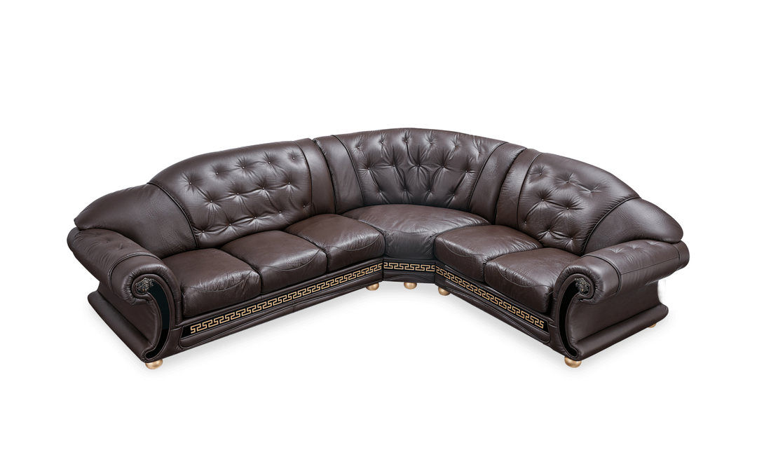 ESF Italia Apolo 6-Seater L-Shaped Leather Sectional Sofa with Rolled Arms