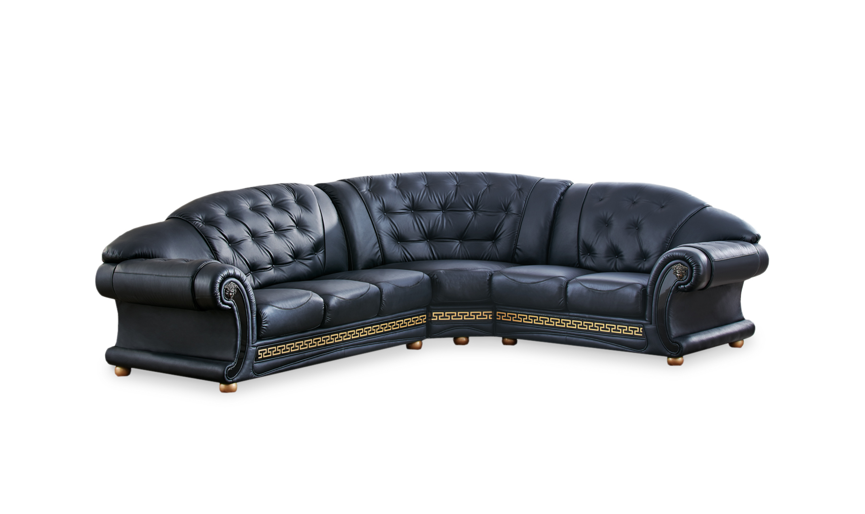 ESF Italia Apolo 6-Seater L-Shaped Leather Sectional Sofa with Rolled Arms