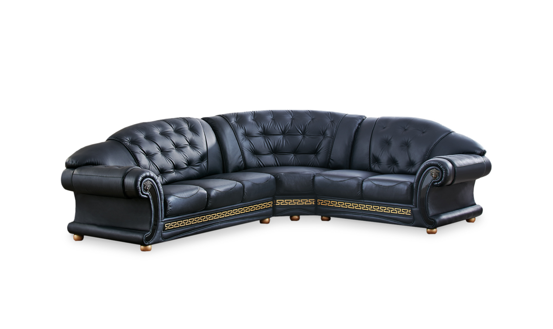 ESF Italia Apolo 6-Seater L-Shaped Leather Sectional Sofa with Rolled Arms