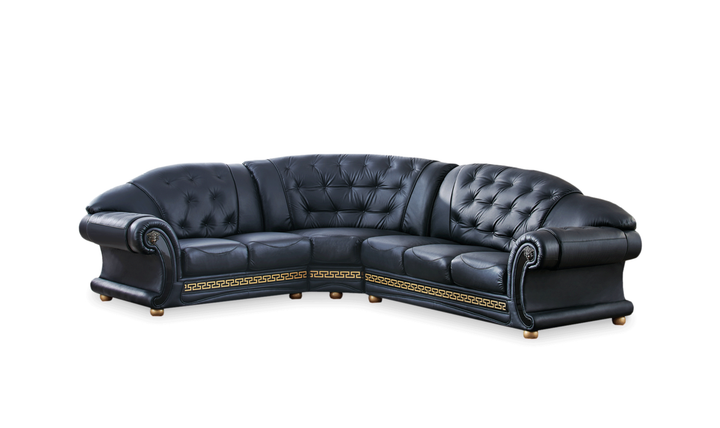 ESF Italia Apolo 6-Seater L-Shaped Leather Sectional Sofa with Rolled Arms