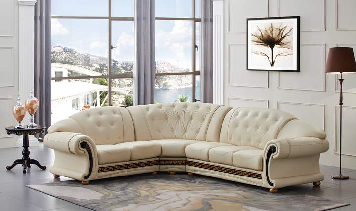 ESF Italia Apolo 6-Seater L-Shaped Leather Sectional Sofa with Rolled Arms - Jennifer furniture