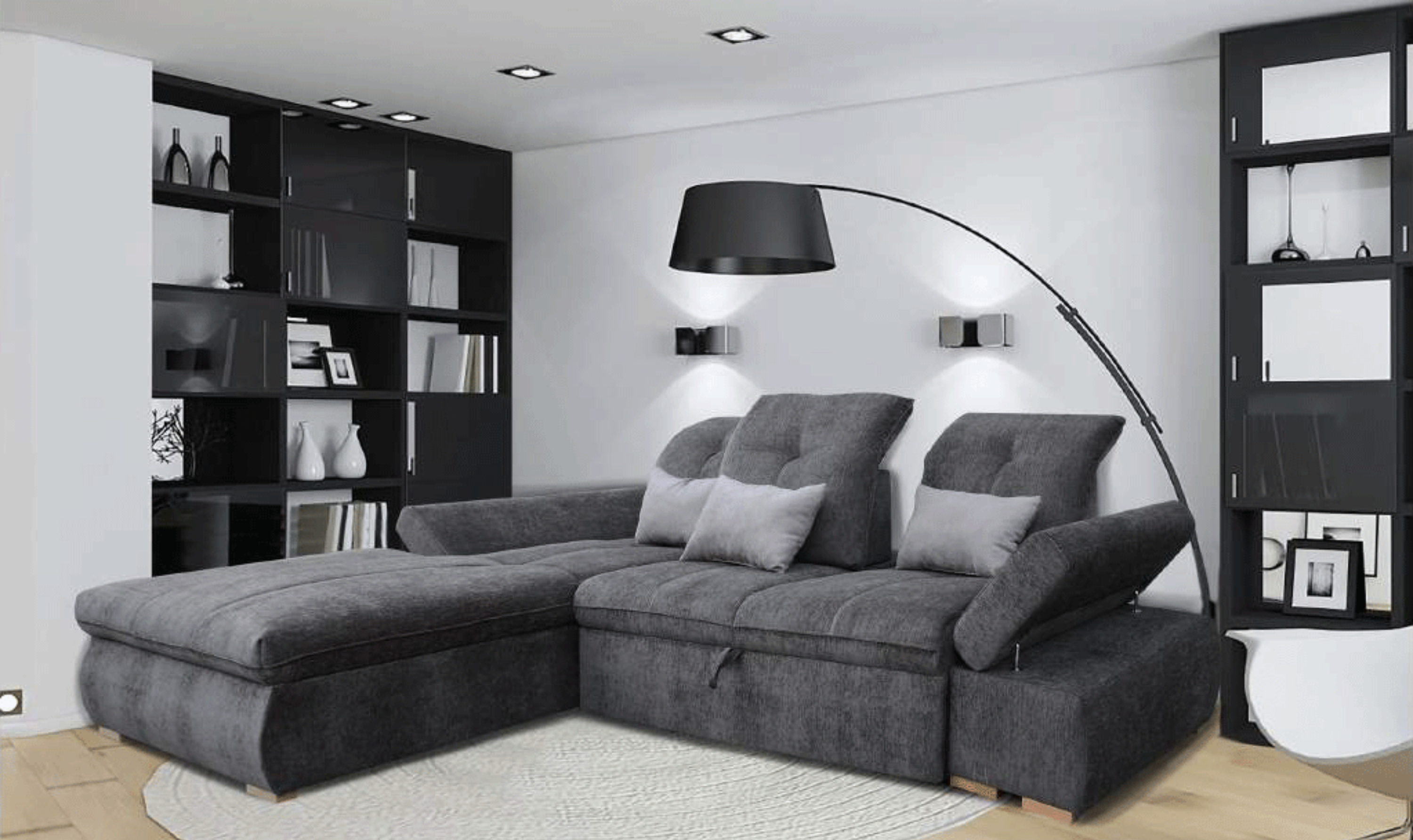 ESF Italia Estero 4-seater Fabric Sectional Sleeper Sofa with Bed