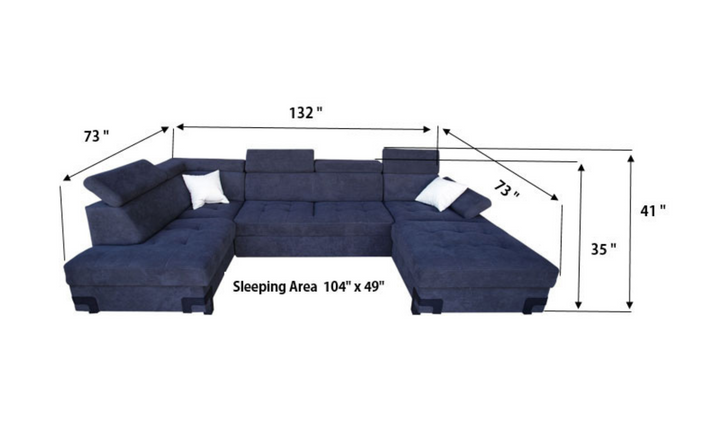 ESF Italia Gardemarin U-Shaped Sectional Sleeper Sofa with Two Storage Units