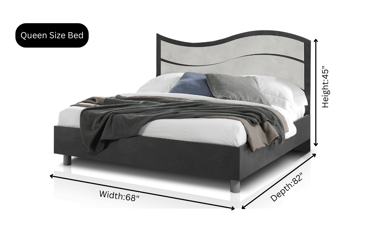 ESF Italia Ischia Wooden Bedroom Set With Mat Finish (Queen/King Bed + 2 Nightstand + Dresser + Mirror)