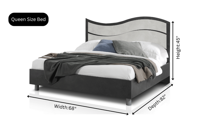 ESF Italia Ischia Wooden Bedroom Set With Mat Finish (Queen/King Bed + 2 Nightstand + Dresser + Mirror)