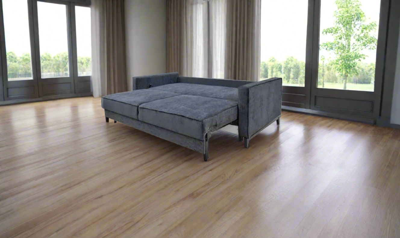 ESF Italia Pesaro Gray Fabric Sofa Bed With Storage and Track Arms