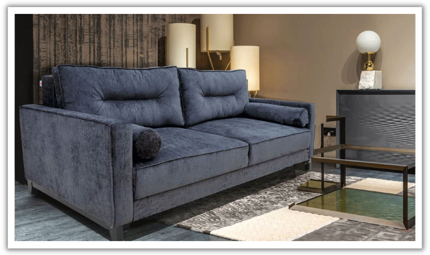ESF Italia Pesaro Gray Fabric Sofa Bed With Storage and Track Arms