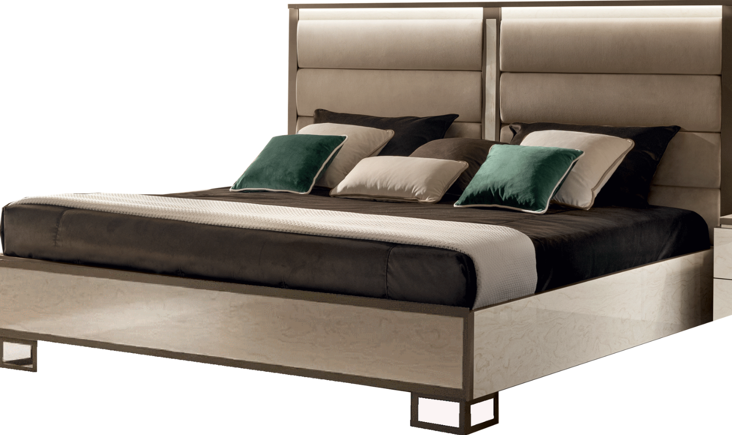 ESF Italia Poesia Rectangle Wooden Bed with Upholstered Headboard (King / Queen)-Jennifer Furniture