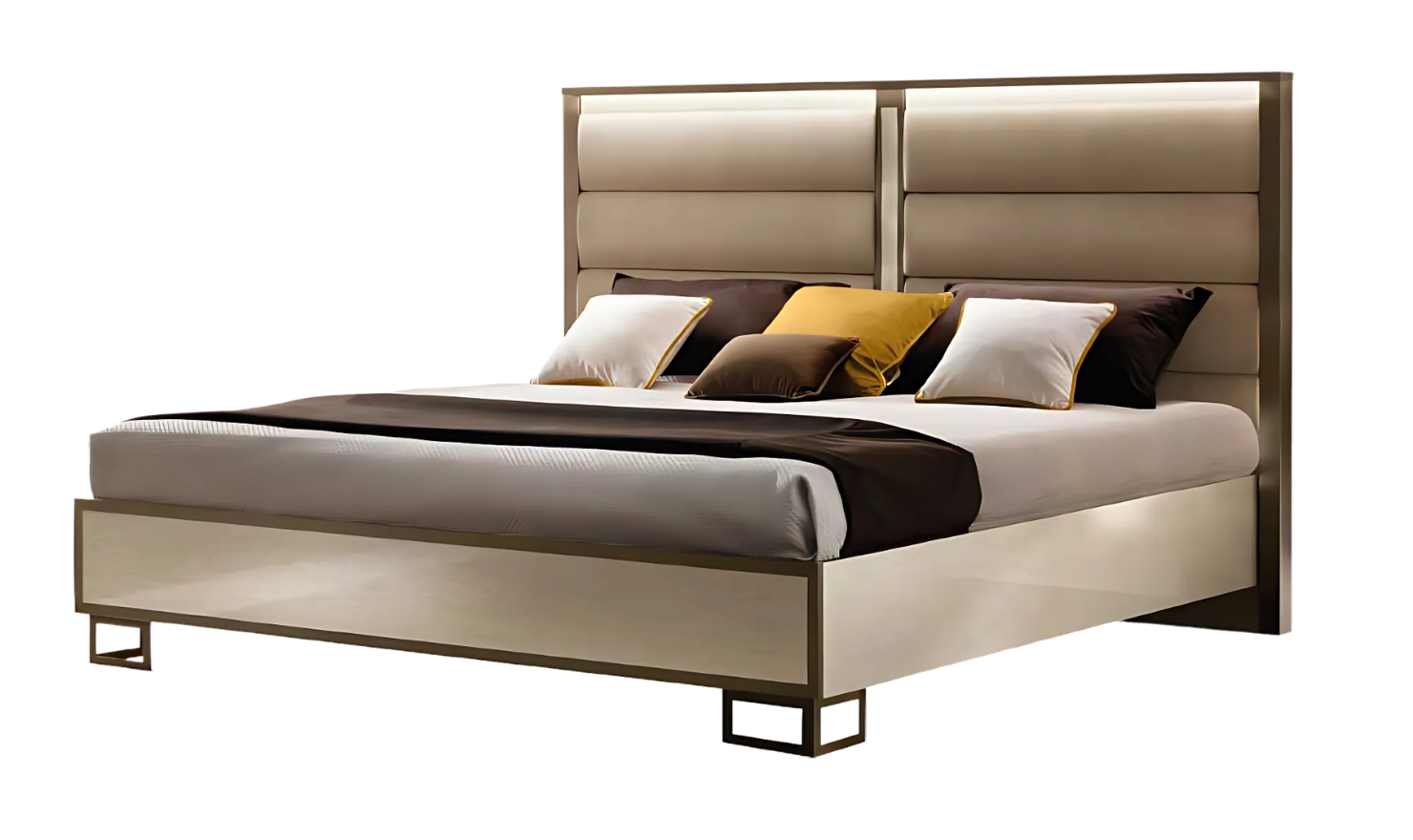 ESF Italia Poesia Rectangle Wooden Bed with Upholstered Headboard (King / Queen)-Jennifer Furniture