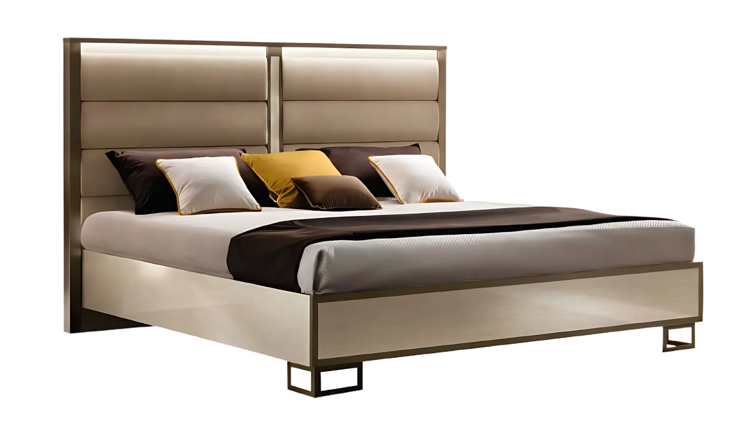 ESF Italia Poesia Rectangle Wooden Bed with Upholstered Headboard (King / Queen)-Jennifer Furniture