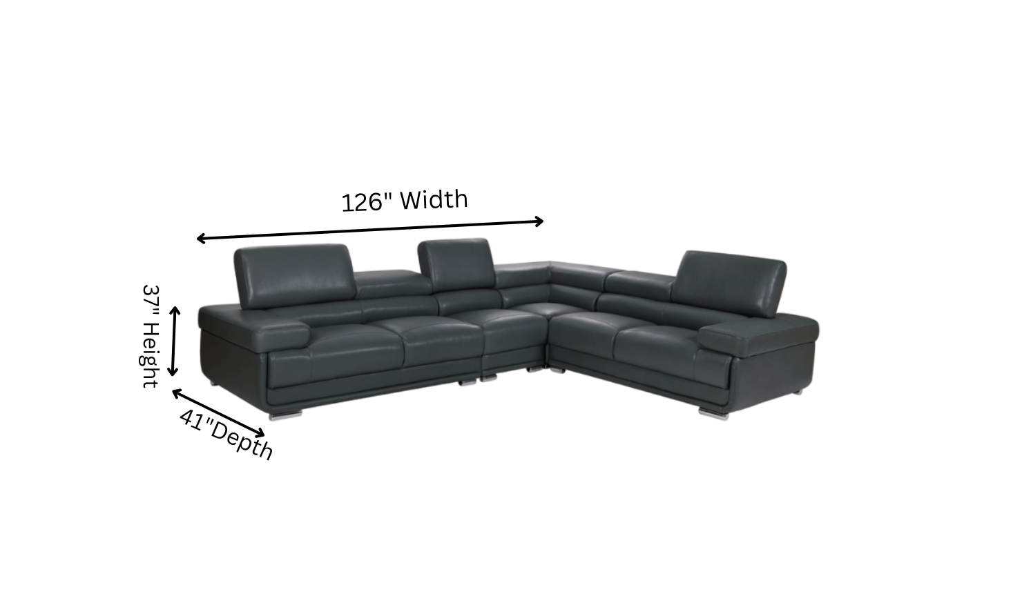 ESF Italia Baxton L-Shaped Leather Sectional Sofa with Tufted Cushions