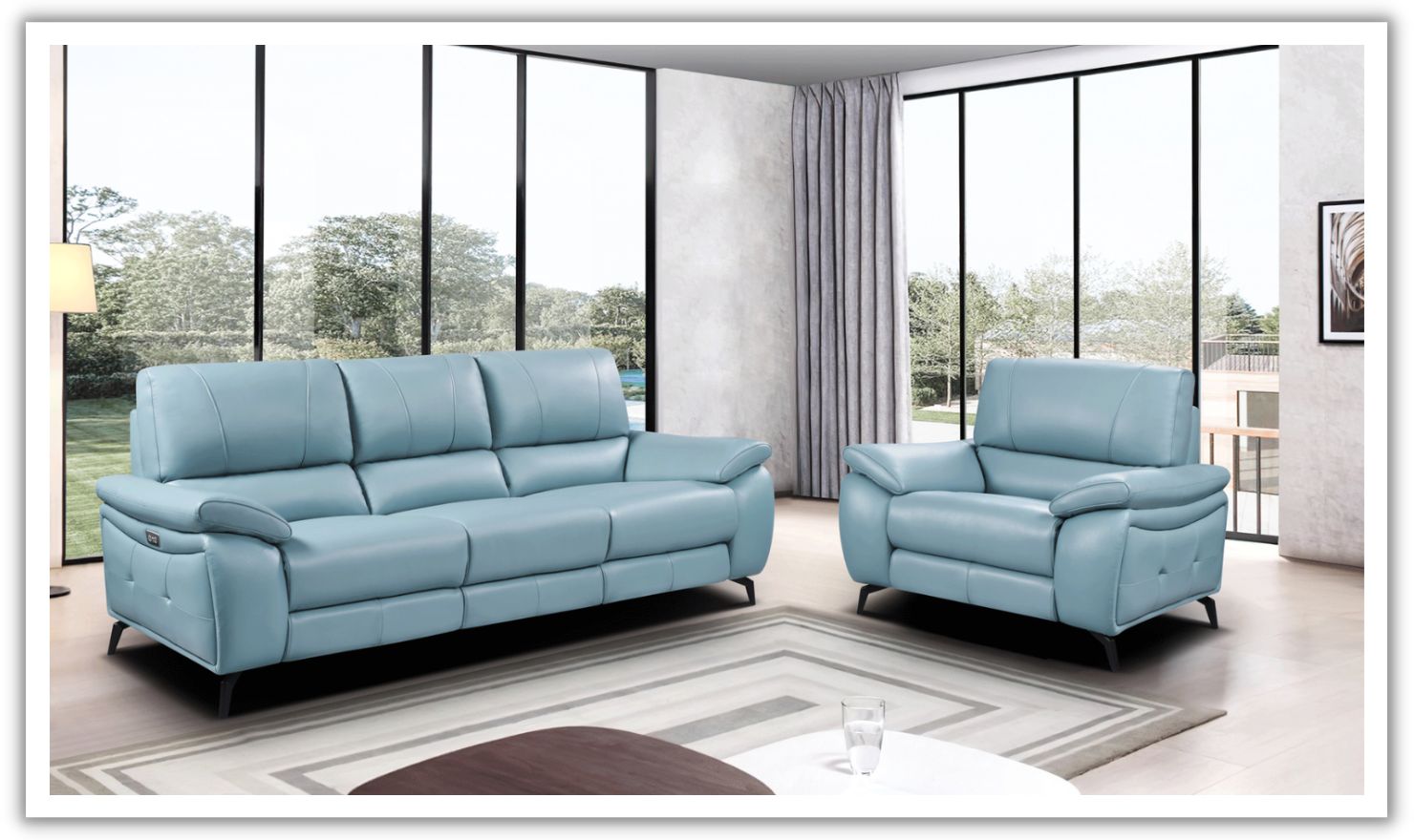 ESF Italia Jake Leather Power Reclining Living Room Set