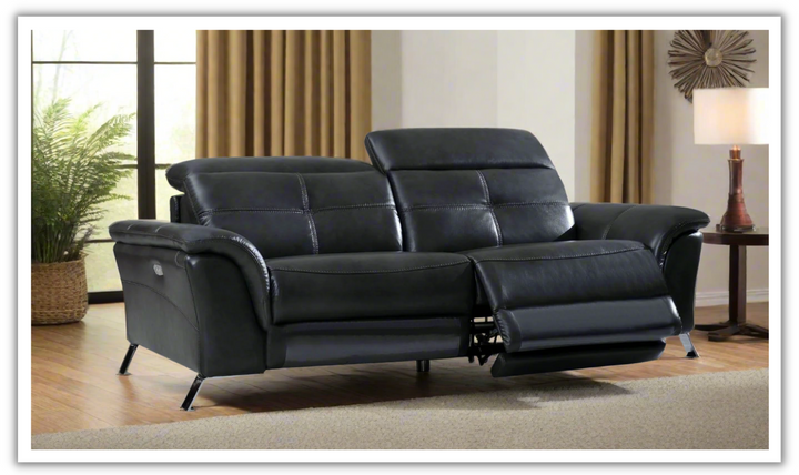 ESF Furniture Alden 2-Seater Leather Power-Reclining Sofa in Gray-jennifer furniture