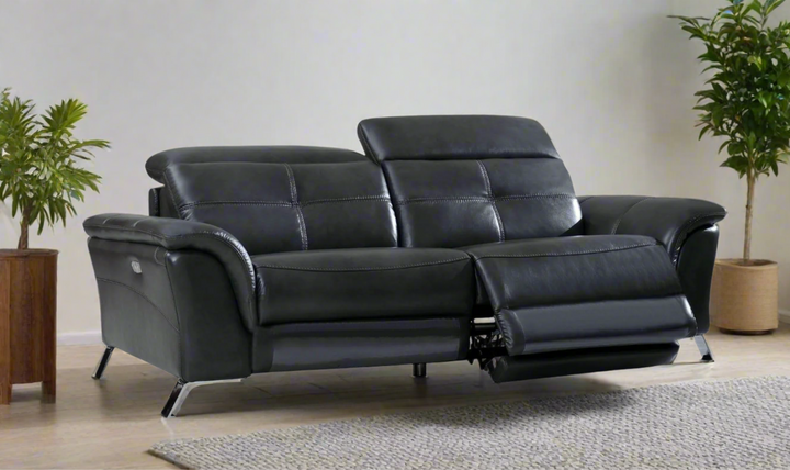ESF Furniture Alden 2-Seater Leather Power-Reclining Sofa in Gray-jennifer furniture