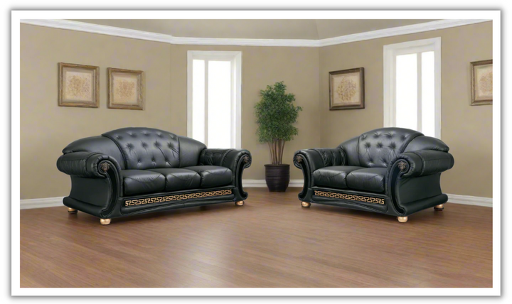 ESF Furniture Apolo Italian Leather Living Room Set with Tufted Seats