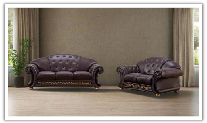 ESF Furniture Apolo Italian Leather Living Room Set with Tufted Seats