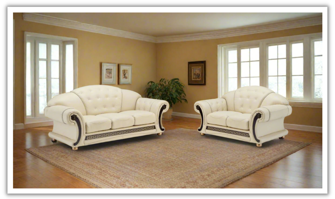 ESF Furniture Apolo Italian Leather Living Room Set with Tufted Seats