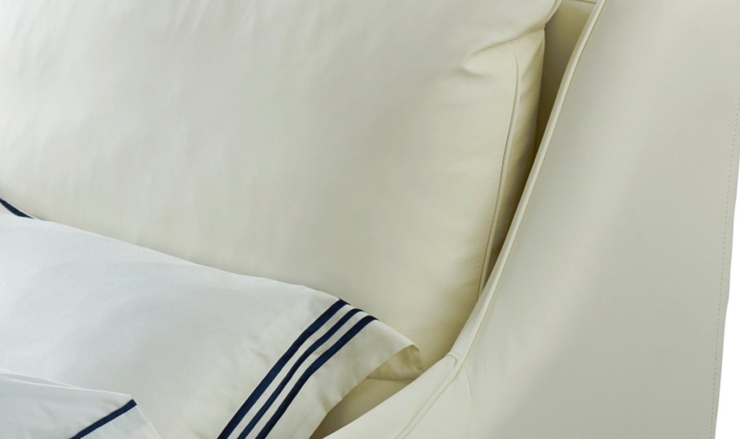 ESF Italia Adio Leather King Size Bed In Cream