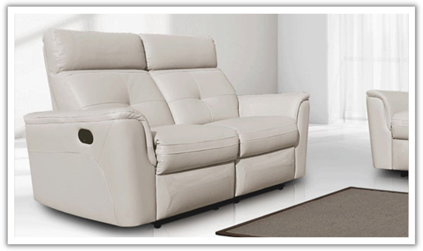 ESF Italia Adonis Leather Manual Reclining Loveseat with Cushion Arms
