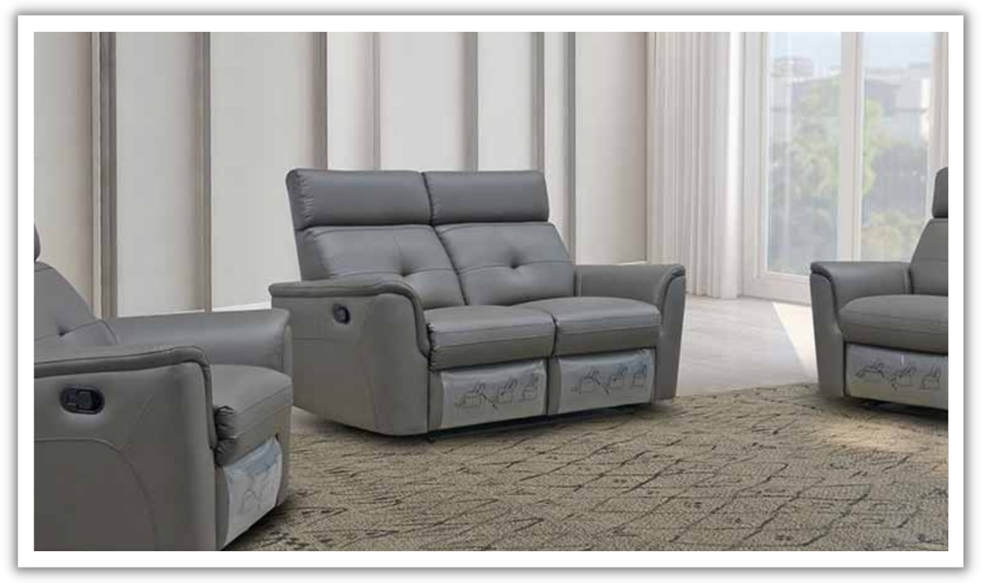 ESF Italia Adonis Leather Manual Reclining Loveseat with Cushion Arms