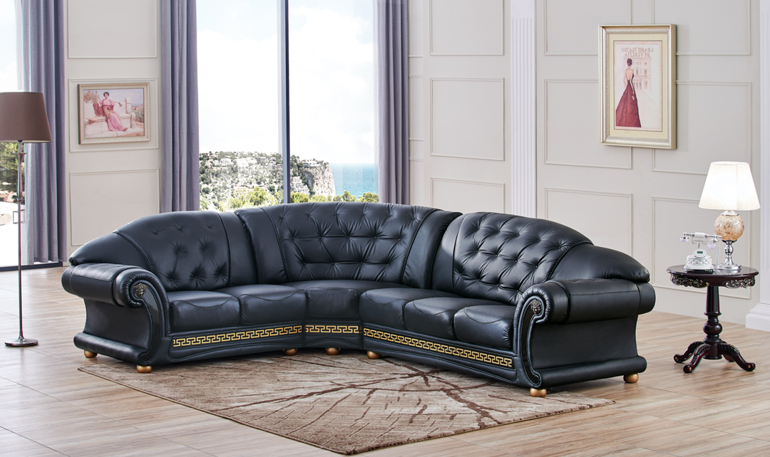ESF Italia Apolo 6-Seater L-Shaped Leather Sectional Sofa with Rolled Arms - Jennifer furniture