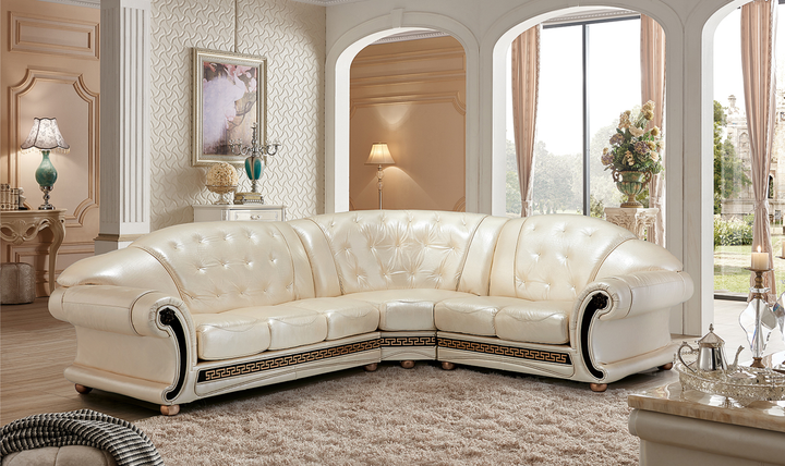 ESF Italia Apolo 6-Seater L-Shaped Leather Sectional Sofa with Rolled Arms - Jennifer furniture