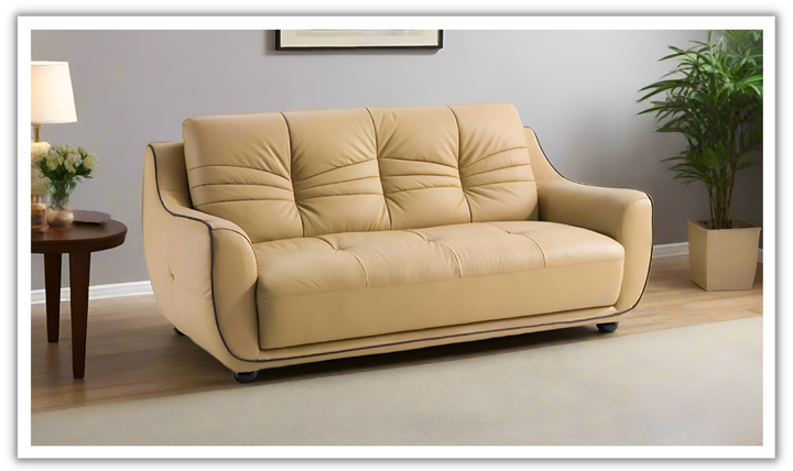 ESF Italia Avah Leather Sofa with Track Arms in Beige-jennifer furniture
