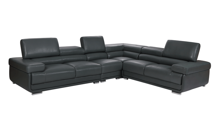 ESF Italia Baxton L-Shaped Leather Sectional Sofa with Adjustable Headrest-Jennifer Furniture