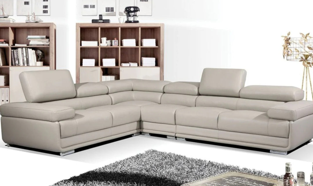 ESF Italia Baxton L-Shaped Leather Sectional Sofa with Adjustable Headrest-Jennifer Furniture
