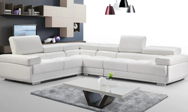 ESF Italia Baxton L-Shaped Leather Sectional Sofa with Adjustable Headrest-Jennifer Furniture
