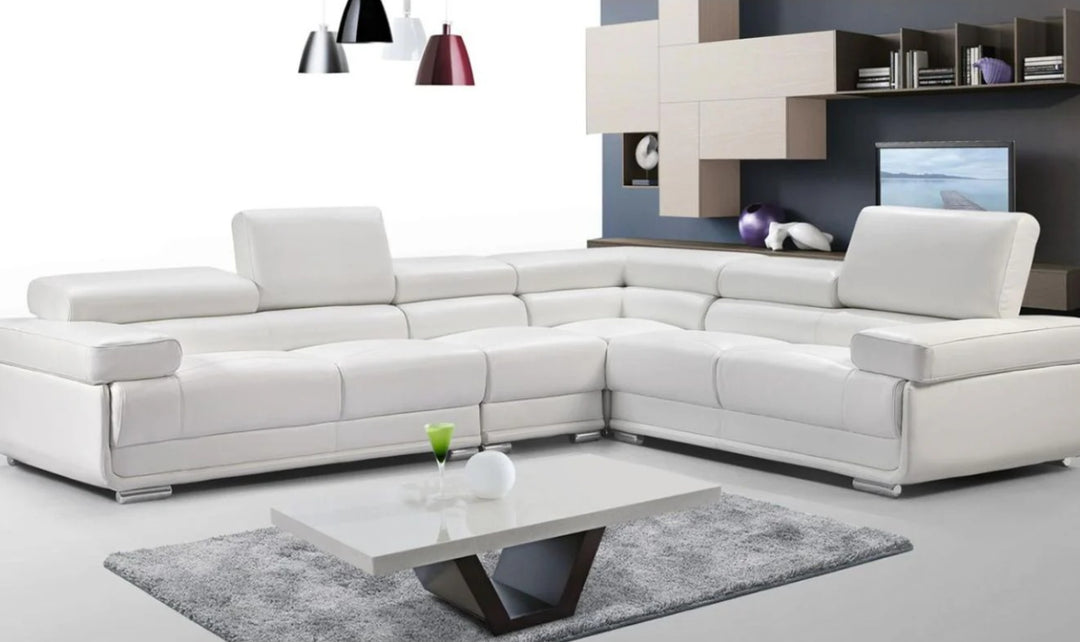 ESF Italia Baxton L-Shaped Leather Sectional Sofa with Adjustable Headrest-Jennifer Furniture