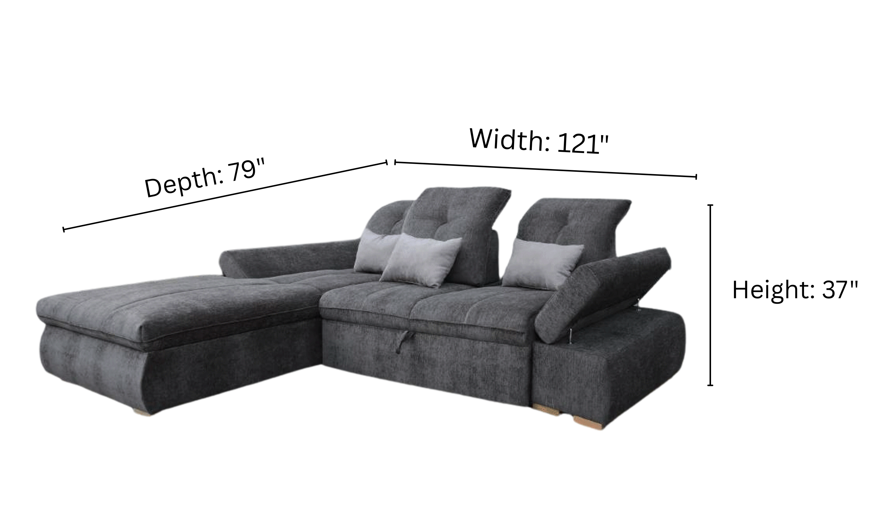 ESF Italia Estero 4-seater Fabric Sectional Sleeper Sofa with Bed