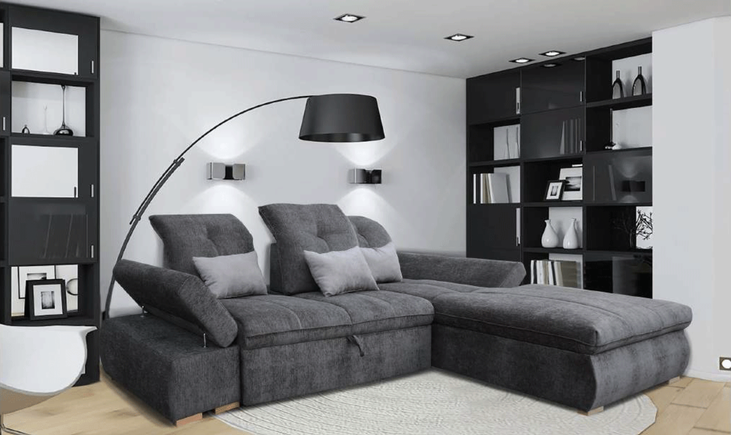 ESF Italia Estero 4-seater Fabric Sectional Sleeper Sofa with Bed