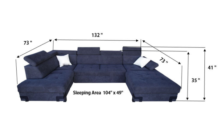 ESF Italia Gardemarin U-Shaped Sectional Sleeper Sofa with Two Storage Units